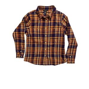 Cotopaxi Mero Organic Flannel Shirt Women's Small Black Violet Plaid Long Sleeve